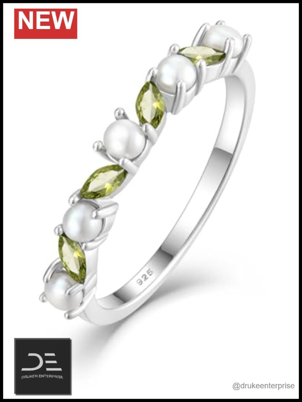 Freshwater Pearl Birthstone Ring, 925 Sterling Silver 18K White Gold Plated